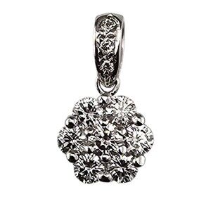 18K White Gold Diamond Cluster Pendant #23752